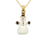 14K Yellow Gold Snowman Charm Pendant Necklace with Chain